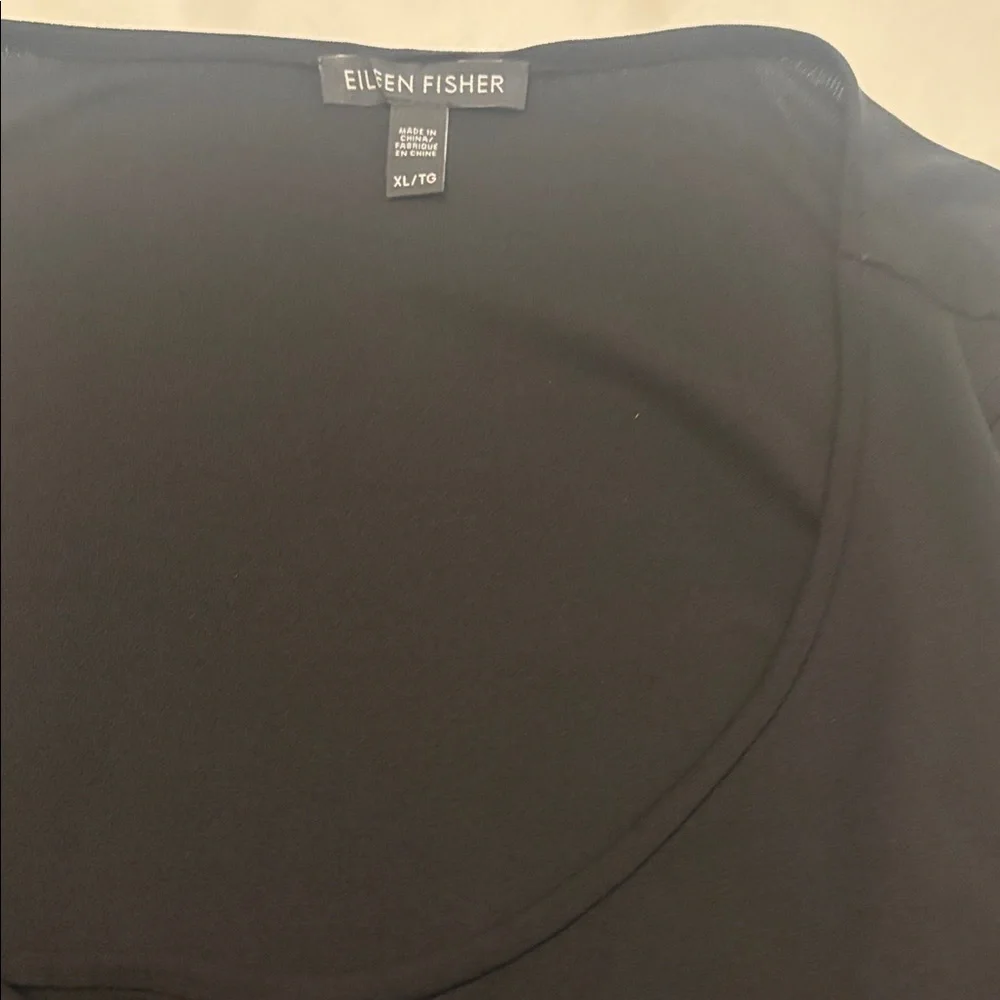 Eileen Fisher Black Stretch 100% Silk Jersey Scoop Neck Tank Slim Fit SZ XL - Picture 13 of 13